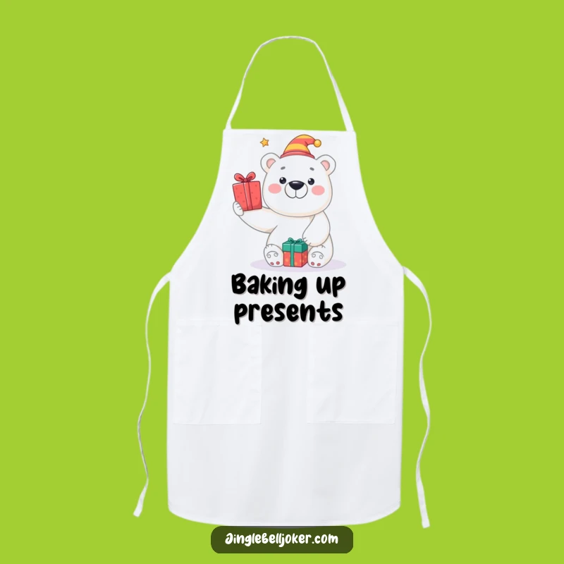 Funny Polar Bear Jester Apron: Cook Up Holiday Cheer with Laughter!