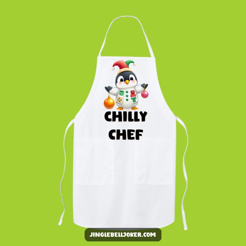 Funny Penguin Jester Apron: Cook Up Holiday Fun with Festive Flair