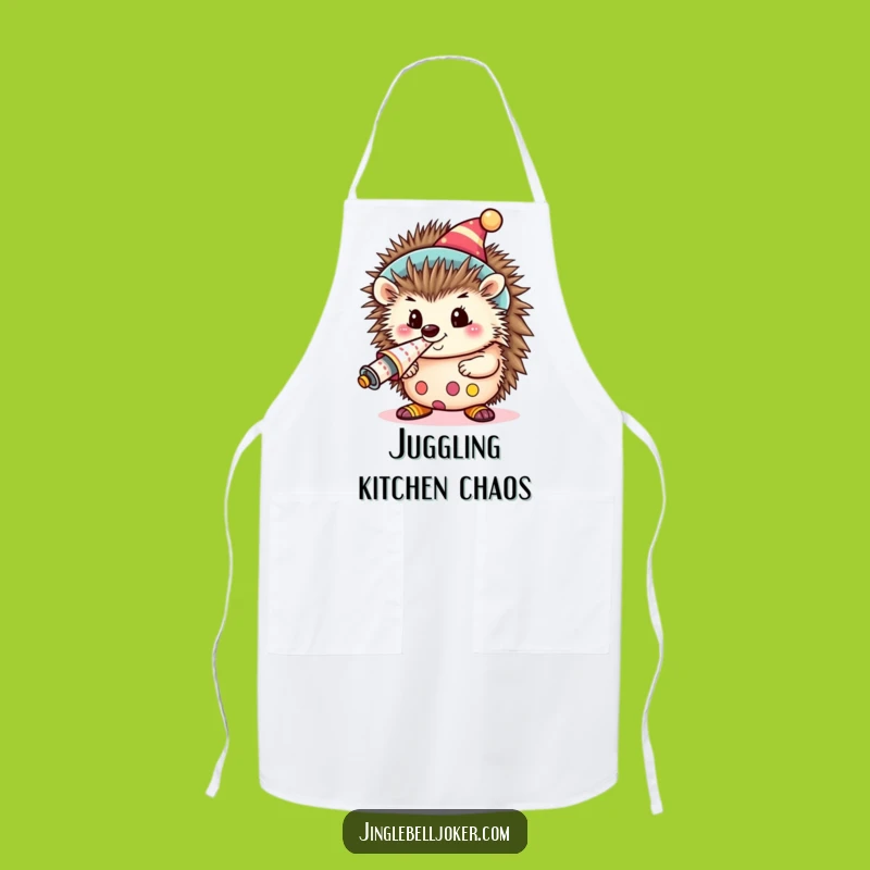 Funny Kawaii Clown Hedgehog Apron: Cute Party Animal Blowing Horn, Kitchen Funny Gift