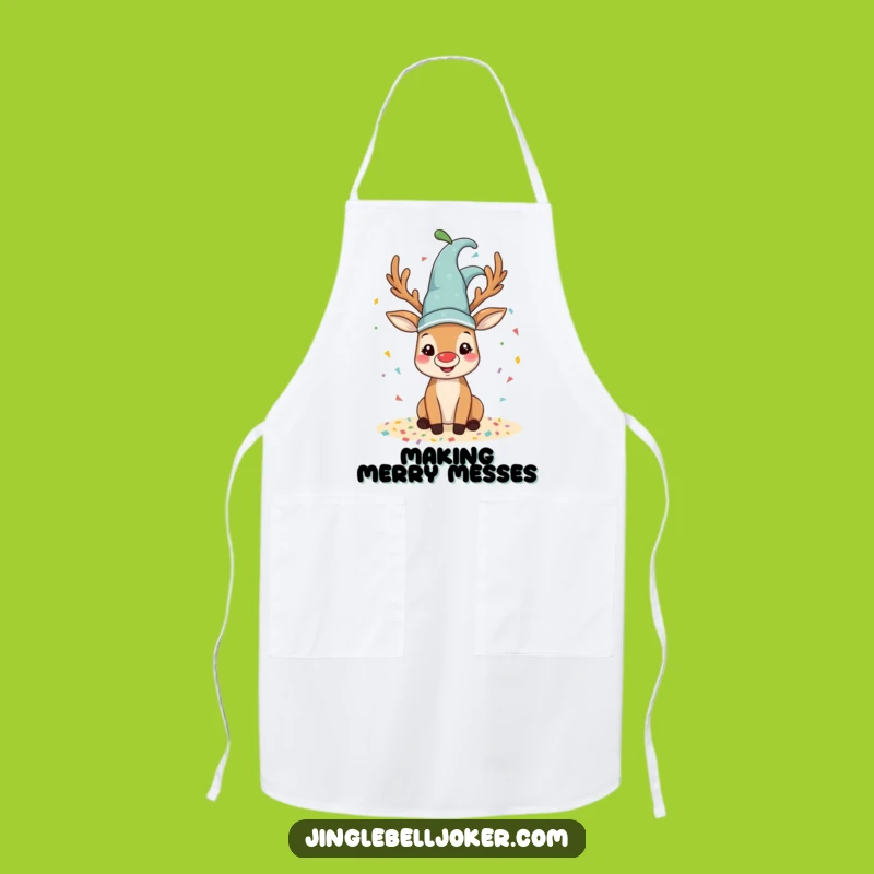 Funny Reindeer Jester Apron: Confetti Kitchenware, Humorous Holiday Gift