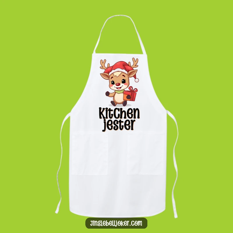 Funny Reindeer Jester Apron: Festive Chef Pal - Perfect Funny Gift for Cooks