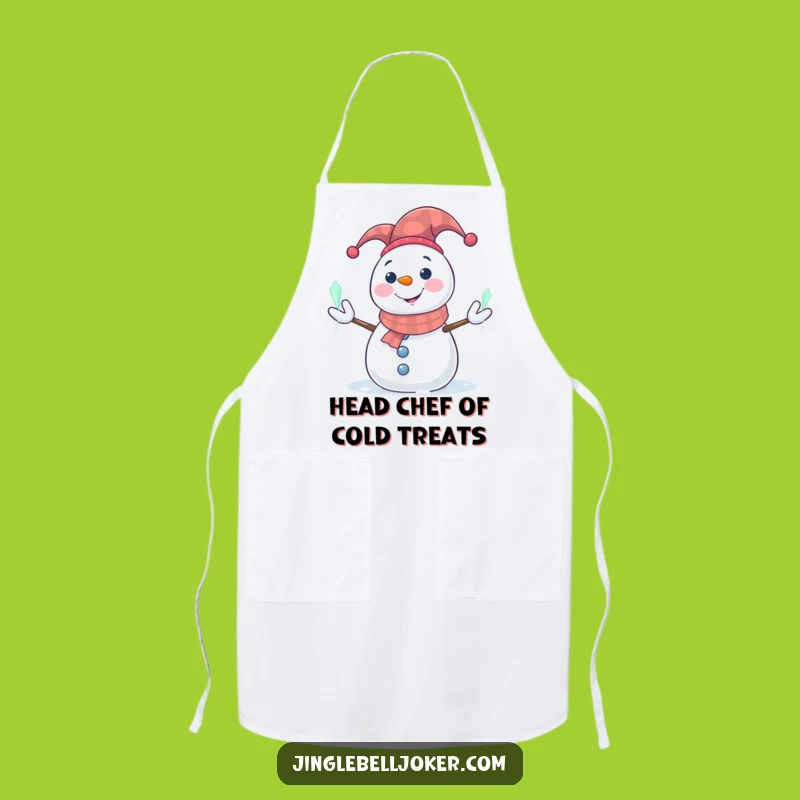 Funny Snowman Jester Apron: Cook Up Winter Fun with Festive Flair