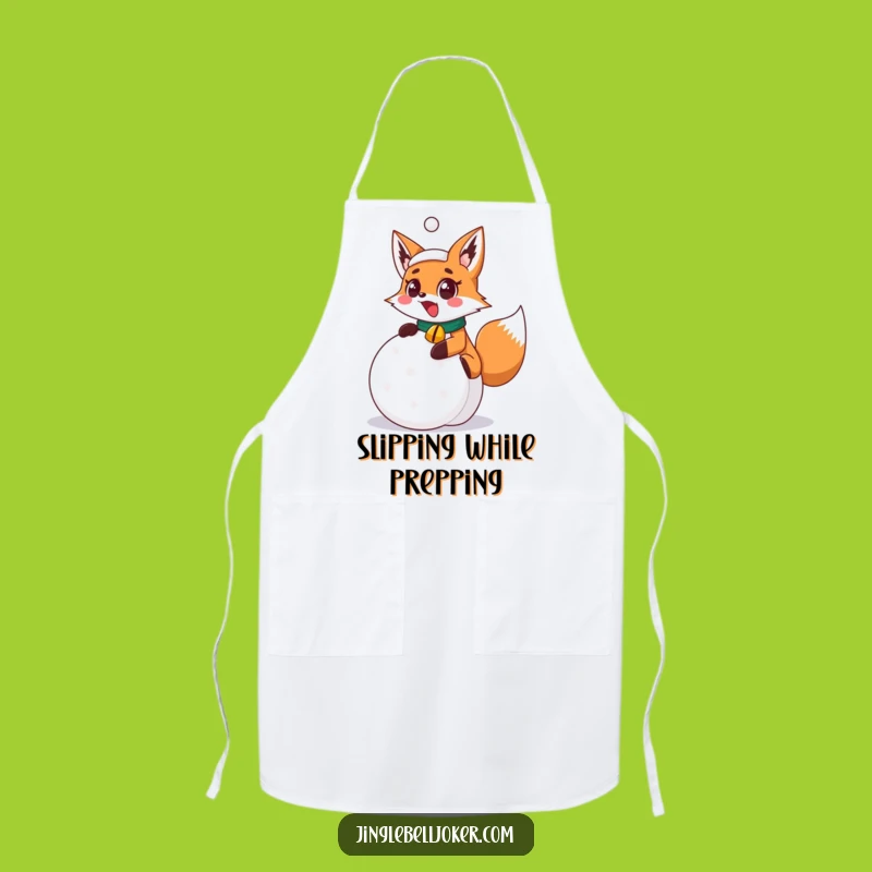 Funny Surprised Fox Joker Apron, Kitchen Christmas Laughs, Chef's Hilarious Holiday Gear