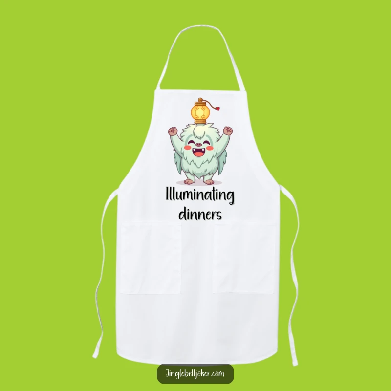 Funny Yeti Apron: Balancing Lantern Joker, Kitchen Quirky Funny Gift