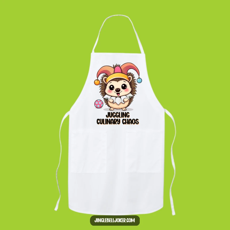 Funny Jester Hedgehog Apron: Cook Up Laughs with this Juggling Ornament Chef!