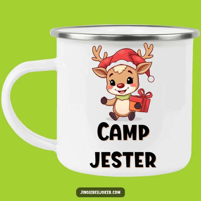 Funny Reindeer Jester Camping Mug: Holiday Campfire - An Unforgettable Funny Gift