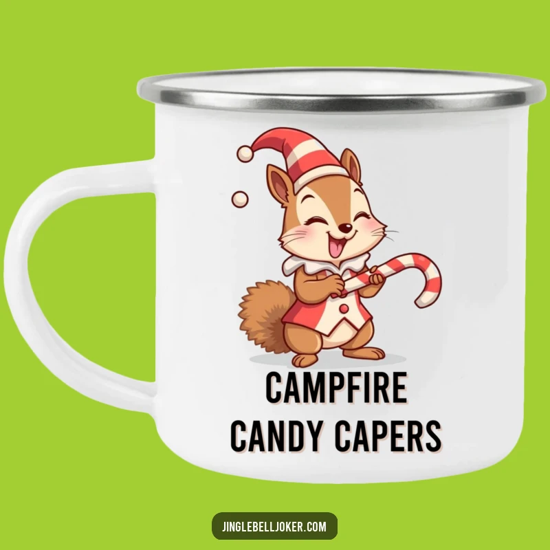 Funny Jester Squirrel Enamel Camping Mug - Hilarious Outdoor Treat Gift