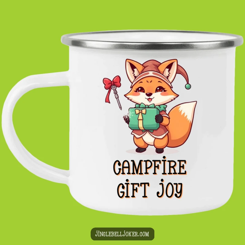Funny Fox Jester Camping Mug: Festive Adventure with Gift Holder