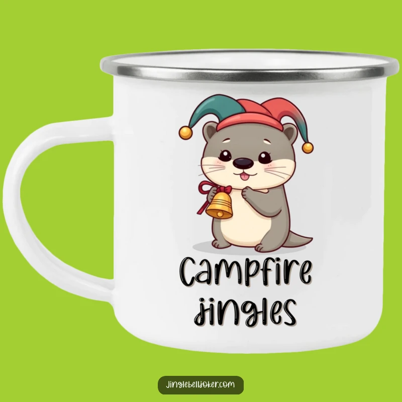 Funny Otter Jester Camping Mug: Festive Adventure With Bell Sounds