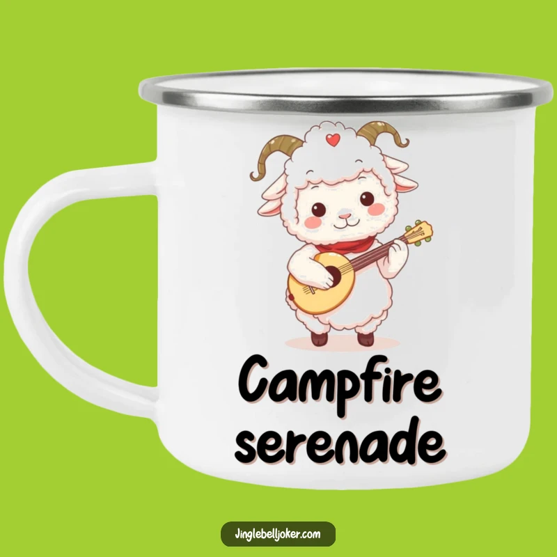 Funny Sheep Jester Camping Mug: Fluffy Character's Lute Tunes for Outdoor Fun