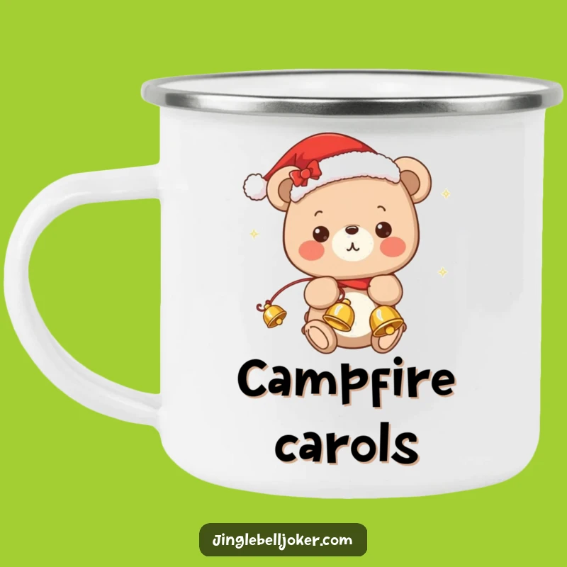 Funny Kawaii Bear Jingle Camping Mug: Festive Outdoor Cheer