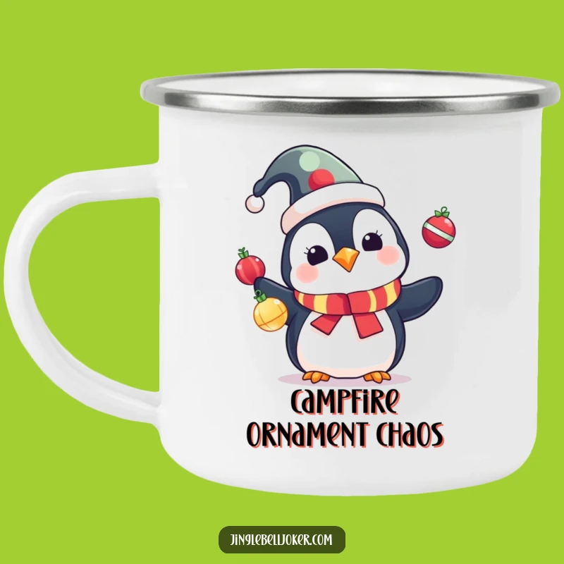 Funny Penguin Jester Camping Mug: Holiday Cheer for Your Adventures