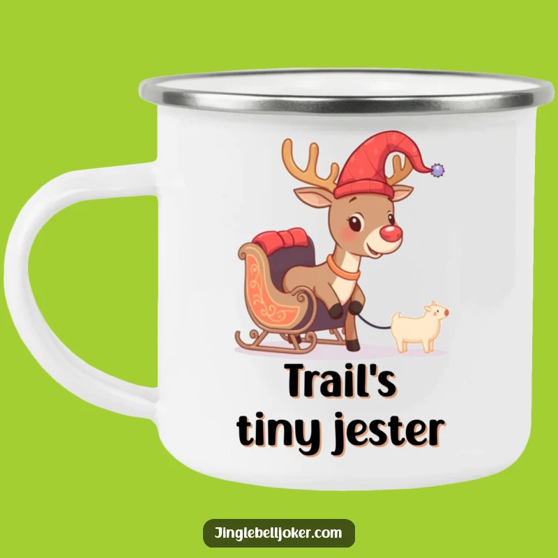 Funny Jester Reindeer Camping Mug: Hilarious Outdoor Gear for Festive Campfires