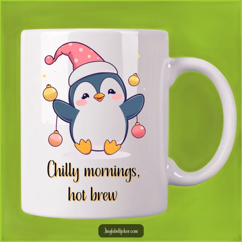 Funny Penguin Jester Mug: Cute Character Juggling Ornaments - Hilarious Holiday Gift