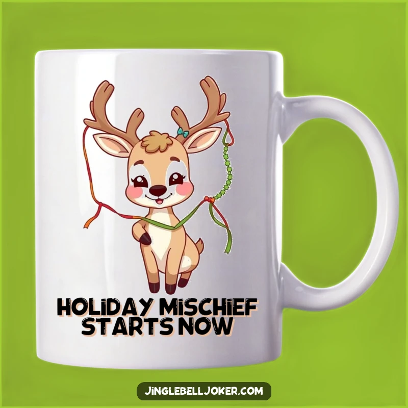 Funny Deer Joker Mug: Festive Antlers Cartoon, The Perfect Funny Gift
