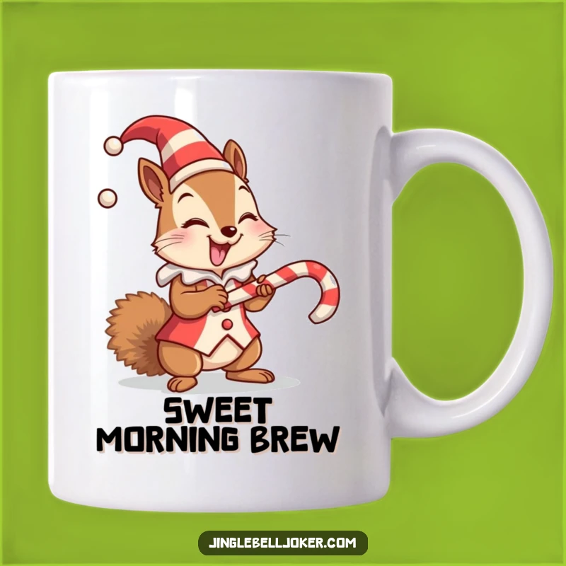 Funny Jester Squirrel Candy Cane Mug - Hilarious Holiday Treat Coffee Cup Gift