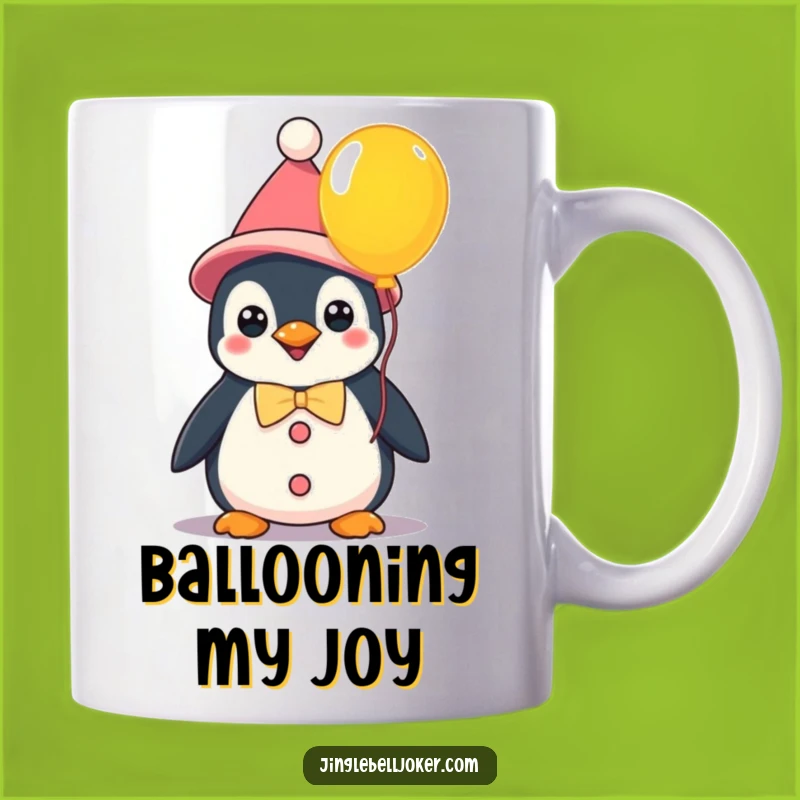 Funny Kawaii Clown Penguin Mug: Balloon Fun - Perfect Funny Gift!