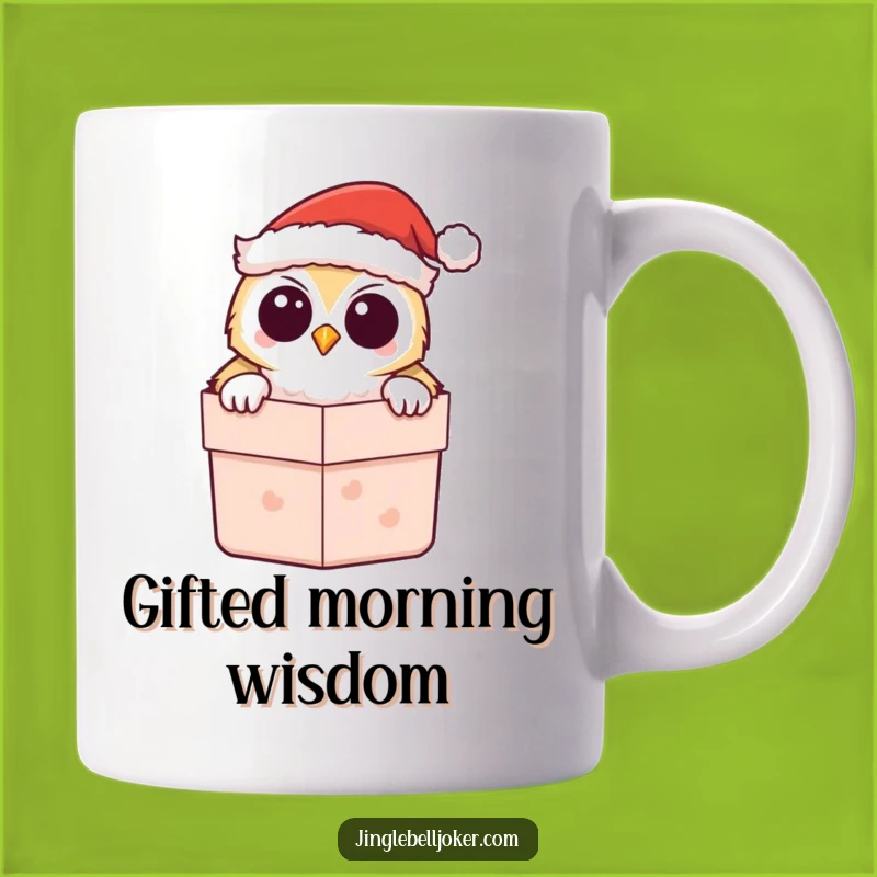 Funny Kawaii Owl Santa Mug - Peeking Gift Surprise & Laughter
