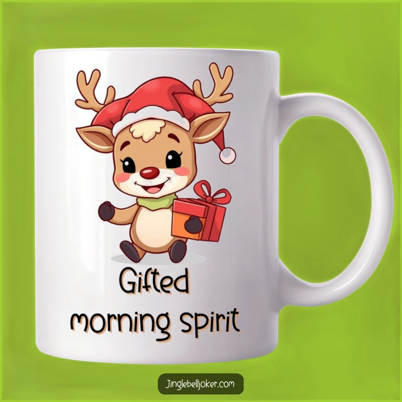 Funny Reindeer Jester Mug: Joker Character with Gift - Perfect Holiday Funny Gift