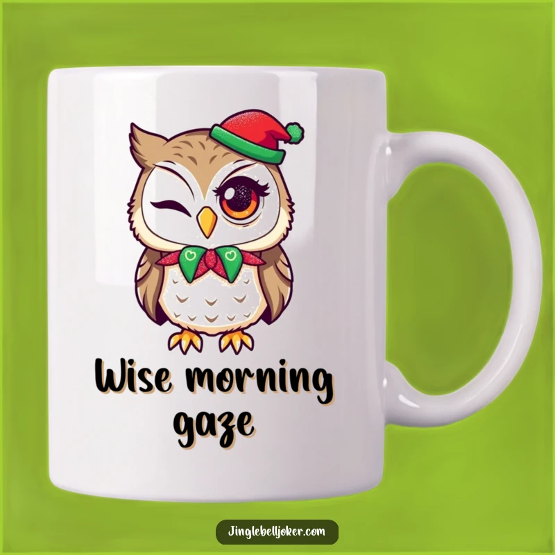 Funny Winking Owl Jester Mug - Hilarious Holiday Sparkle Coffee Cup Gift