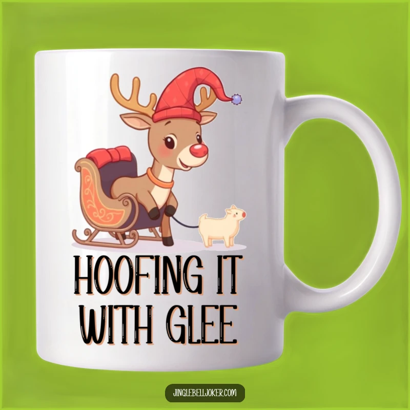 Funny Jester Reindeer Pulling Tiny Sleigh Mug: Hilarious Holiday Gift for Xmas Lovers