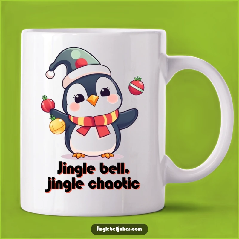 Funny Penguin Jester Mug: Hilarious Juggling Christmas Gift for Winter Fun