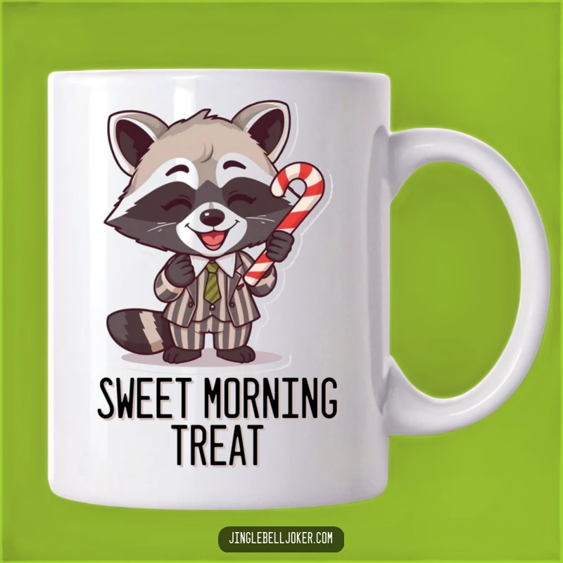 Funny Raccoon Candy Cane Mug: Hilarious Holiday Joker Gift for Festive Mornings