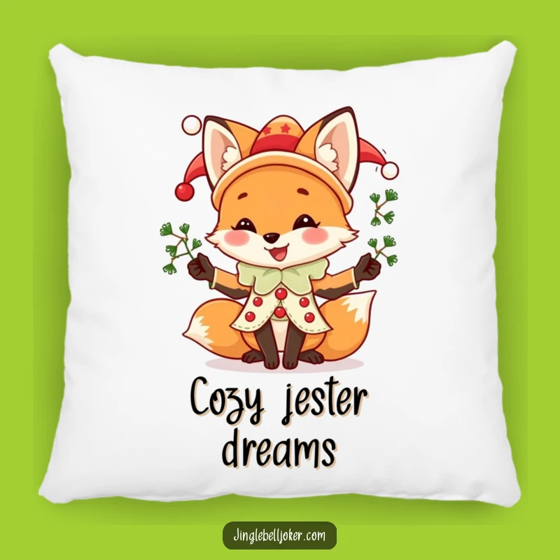 Funny Fox Jester Pillow: Cozy Holiday Comfort With Juggling Fun