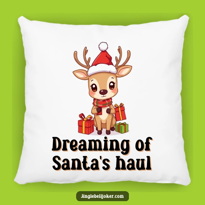Funny Juggling Deer Pillow: Cozy Santa Character Cushion for Holiday Snuggles