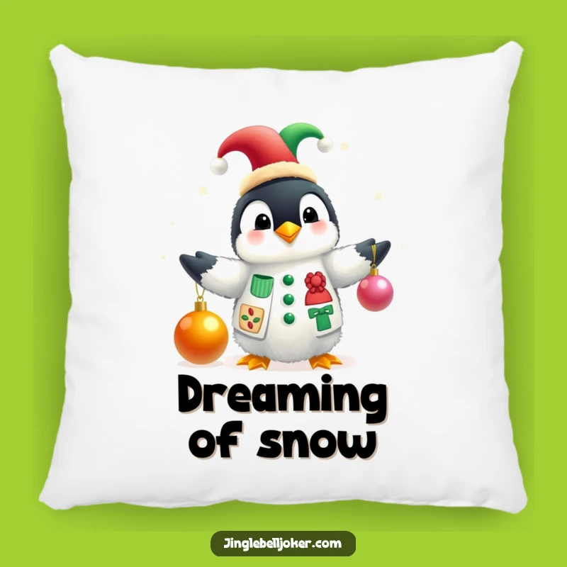 Funny Penguin Jester Pillow: Cozy & Festive Cushion for Holiday Comfort