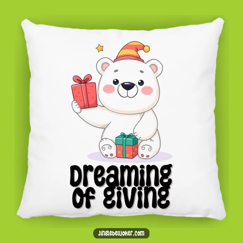 Funny Polar Bear Jester Pillow: Snuggle up with Holiday Fun!
