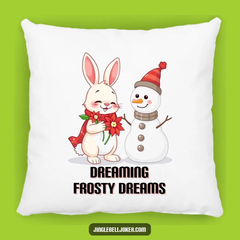 Funny Rabbit & Snowman Pillow: Cheerful Serenade, Comfy Christmas Funny Gift