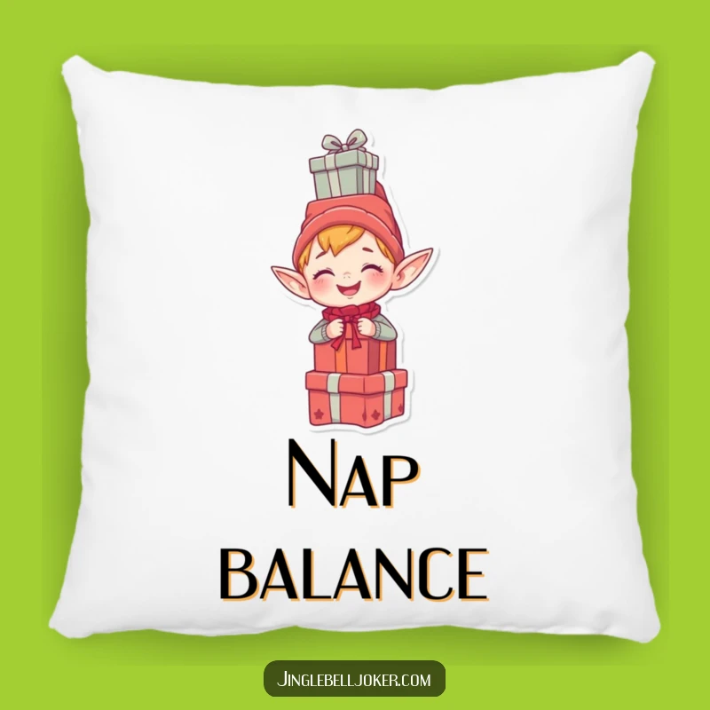 Funny Elf Presents Pillow: Cozy Giggling Juggler's Funny Comfort