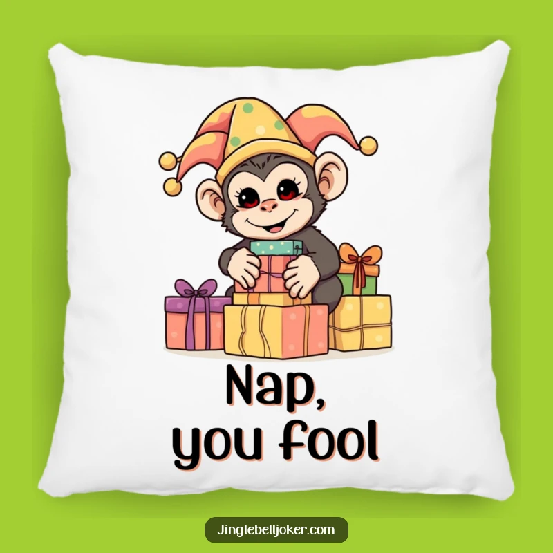 Funny Monkey Jester Pillow: Cozy Comfort Stacking Presents Fun