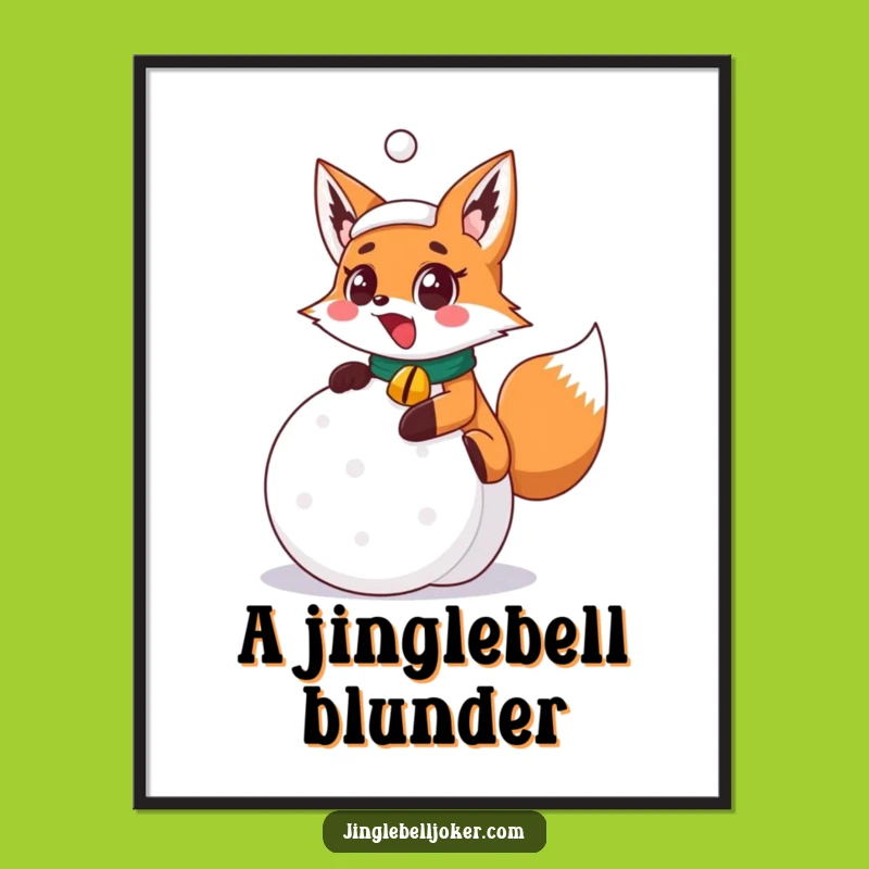Funny Surprised Fox Joker Digital Art, Festive Snowball Slip Download, Instant Humor Decor