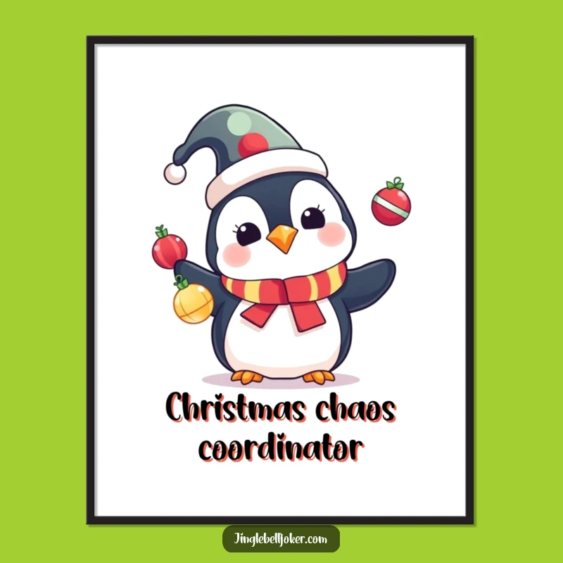 Funny Penguin Jester Digital Art: Instant Holiday Cheer for Your Space