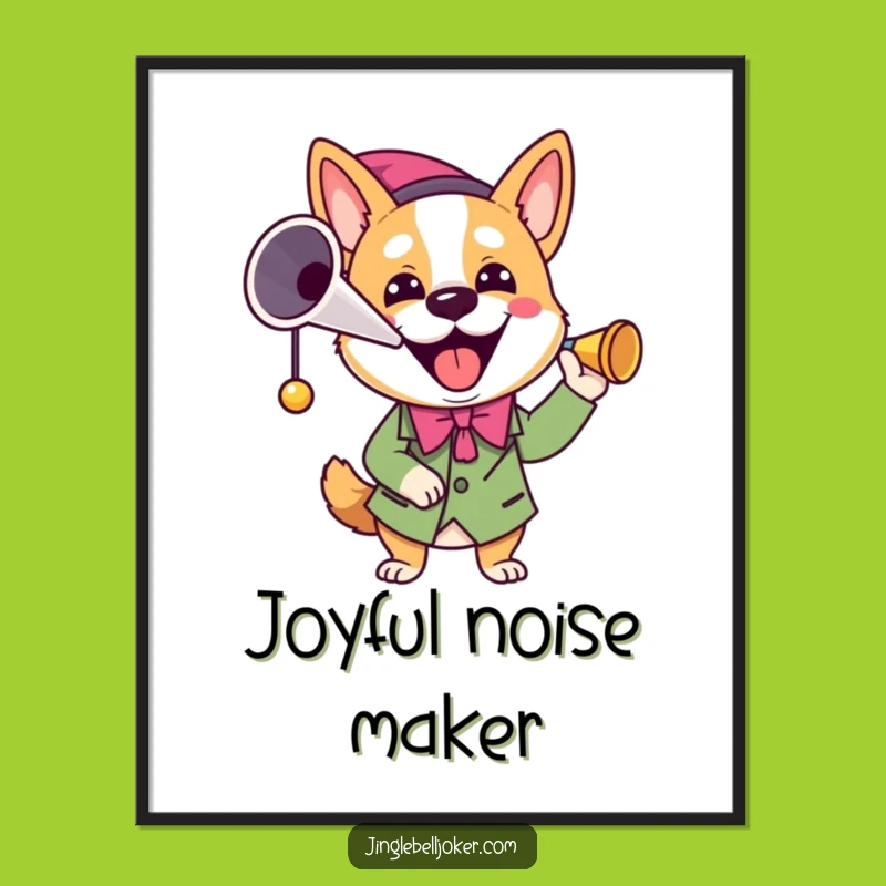Funny Joker Dog Digital Art: Instant Download of Joyful, Horn-Blowing Canine Fun!