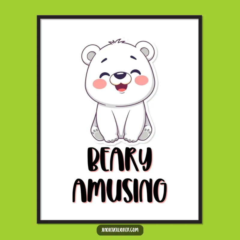 Funny Polar Bear Face Digital Art: Cheerful Joker - Instant Funny Gift Download