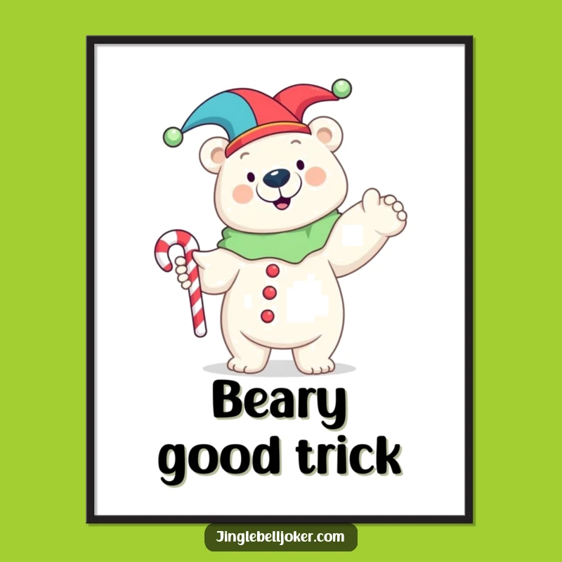 Funny Polar Bear Jester Digital Art: Instant Comical Pose Download