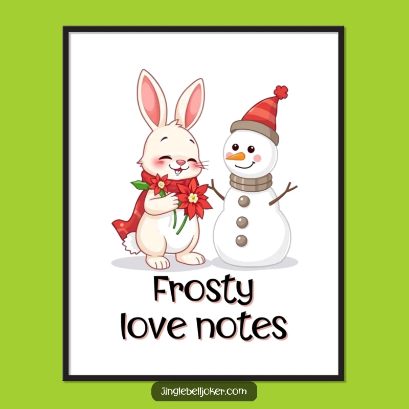 Funny Rabbit & Snowman Digital Art: Cheerful Serenade, Instant Funny Gift
