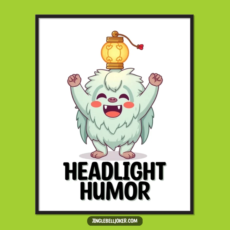 Funny Yeti Digital Art: Balancing Lantern Joker, Instant Quirky Funny Gift