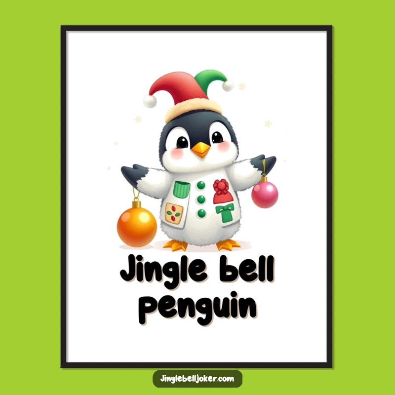 Funny Penguin Jester Digital Art: Instant Festive Holiday Download
