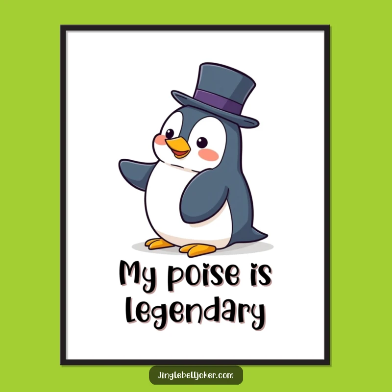 Funny Balancing Penguin Digital Art: Clumsy Character Print for Playful Decor