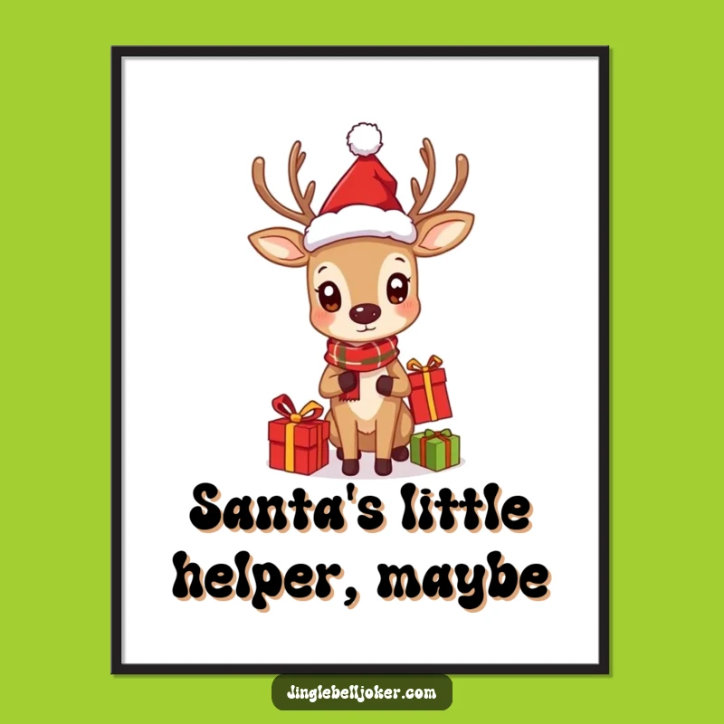 Funny Juggling Deer Digital Art: Santa Character Print for Instant Holiday Decor