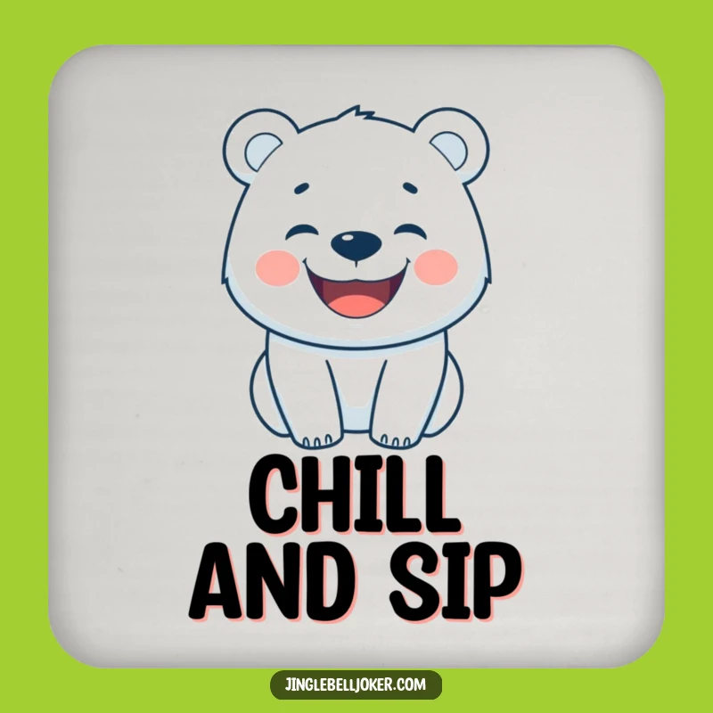 Funny Happy Polar Bear Coaster: Arctic Surface Protection, Ideal Funny Gift