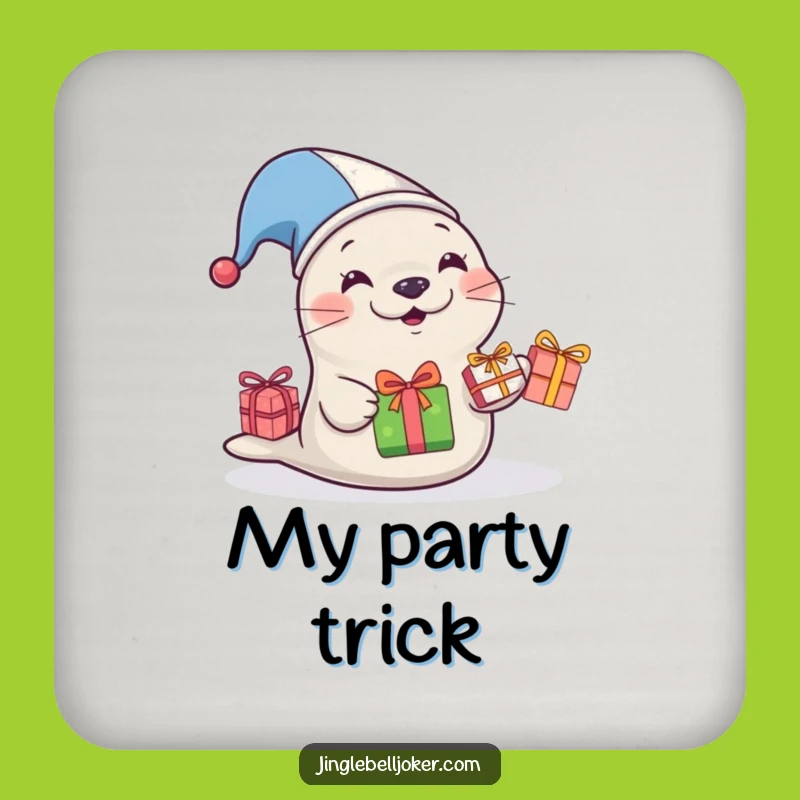 Funny Jester Seal Coasters: Protect Surfaces with Hilarious Gift-Juggle Charm!