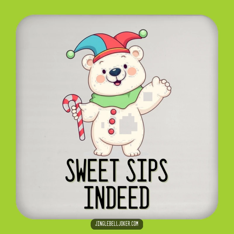 Funny Polar Bear Jester Coaster: Protect Surfaces with Comical Art