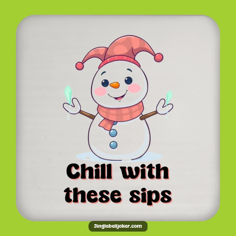 Funny Snowman Jester Coaster Set: Protect Surfaces with Winter Humor