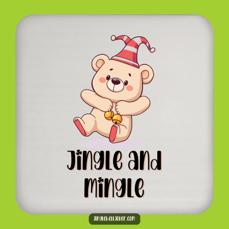 Funny Tripping Bear Jester Drink Coaster - Hilarious Holiday Table Protector Gift