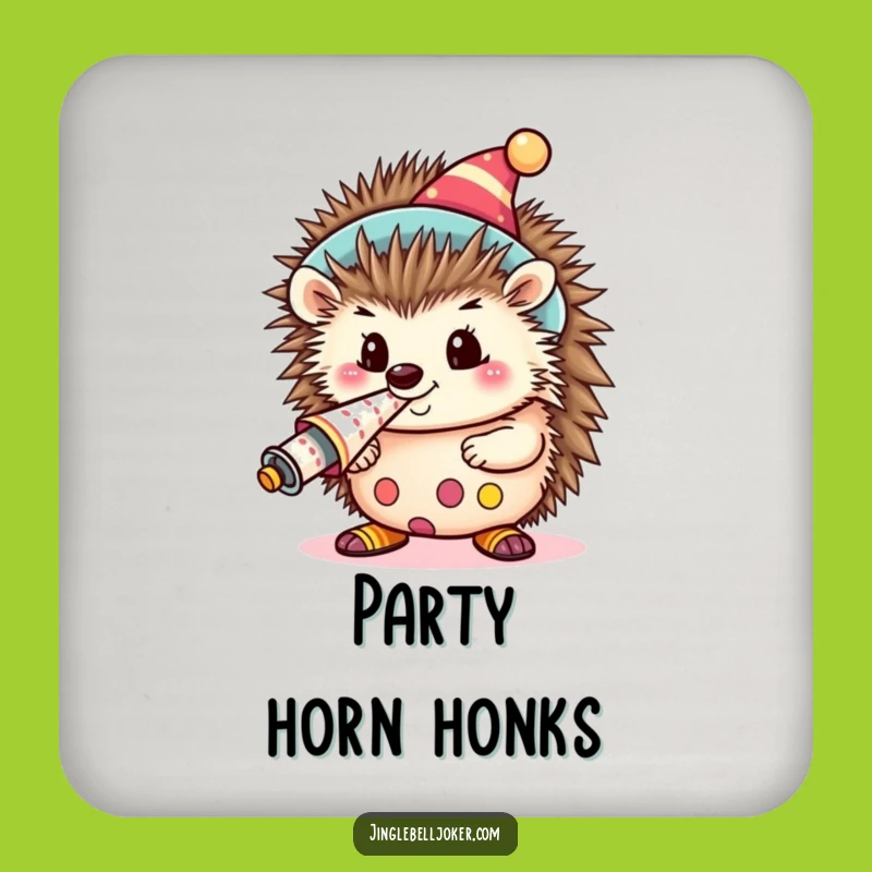 Funny Kawaii Clown Hedgehog Drink Coaster: Cute Party Animal Blowing Horn, Protect Furniture Funny Gift